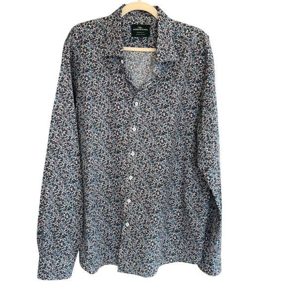 Rodd & Gunn Other - Rodd & Gunn Floral Button Front Long Sleeve Shirt Blue Brown XXL Spring Preppy